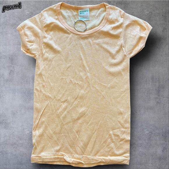 Permanent Press Shirt Womens Medium Peach Orange Vintage Soft Crewneck Tee 70s - Picture 1 of 8